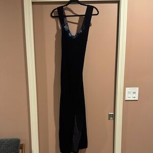 Jessica McClintock deep blue purple velvet Dress with Blue and purple Sequins